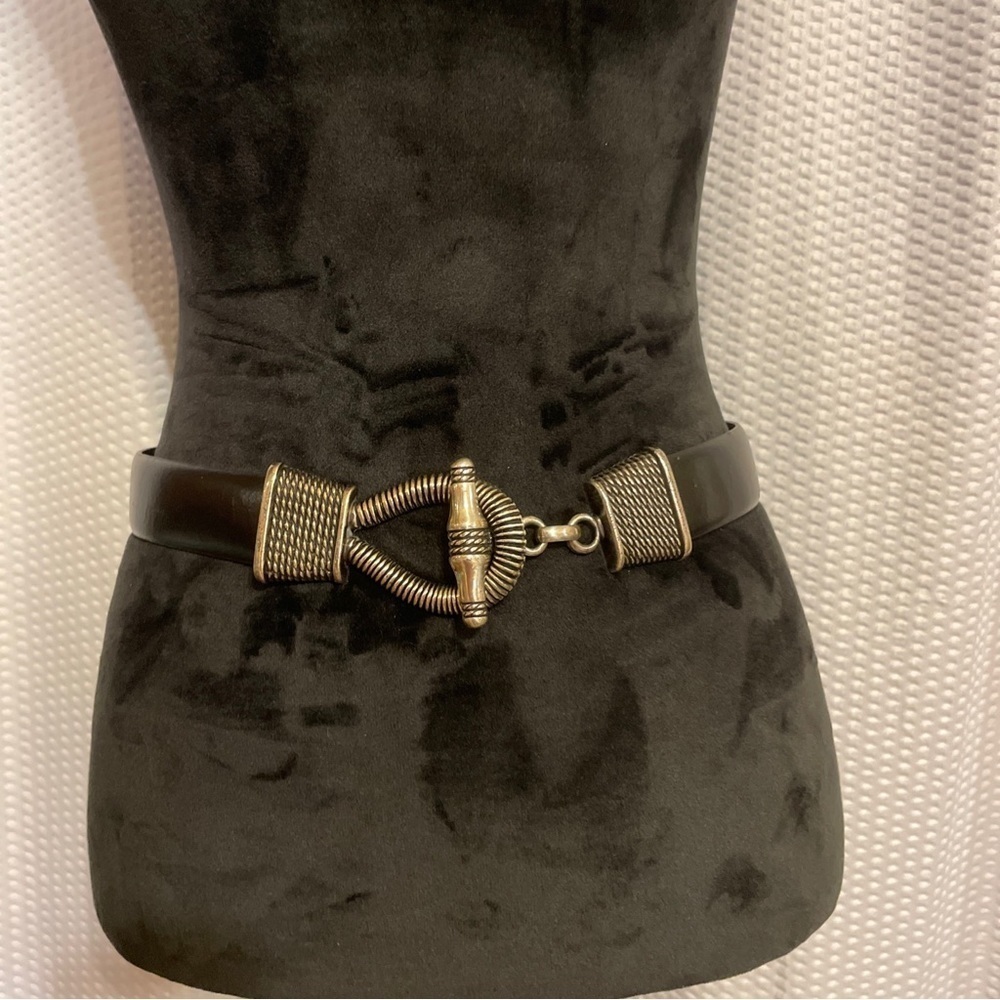 Cipriani 1” Black Leather Adjustable Belt Size S/M